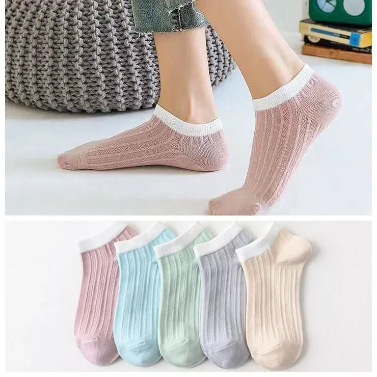 

10 Pairs Fashion Socks Women Kawaii Elastic Short Socks Cute Breathable Sports Socks Comfortable Cotton Ankle Boat Socks