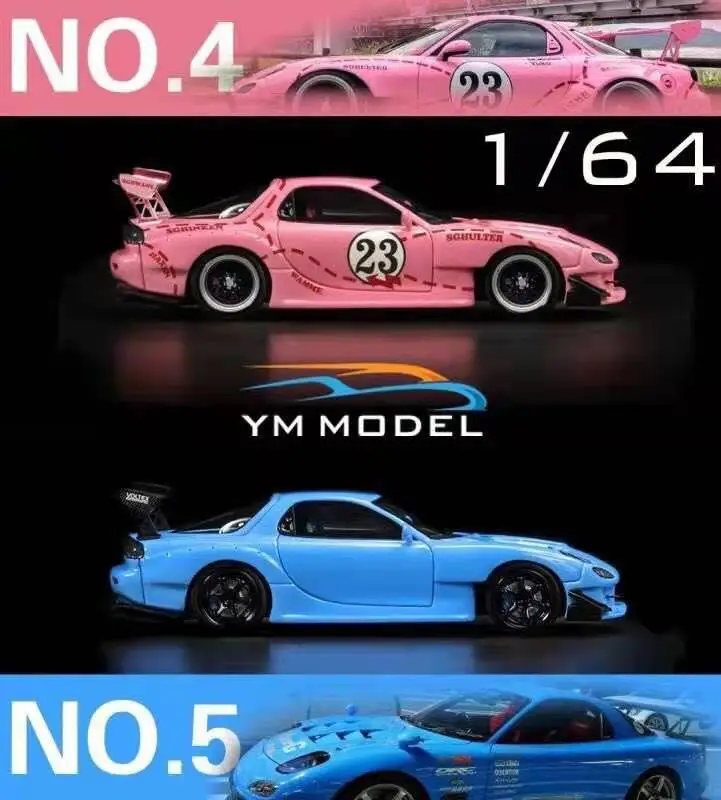 

YM Model Limited Edition 1:64 Mazda RX7 FD3S RE Amemiya RX-7 Resin Car Model 23# Pink Pig Collection Ornament Gift