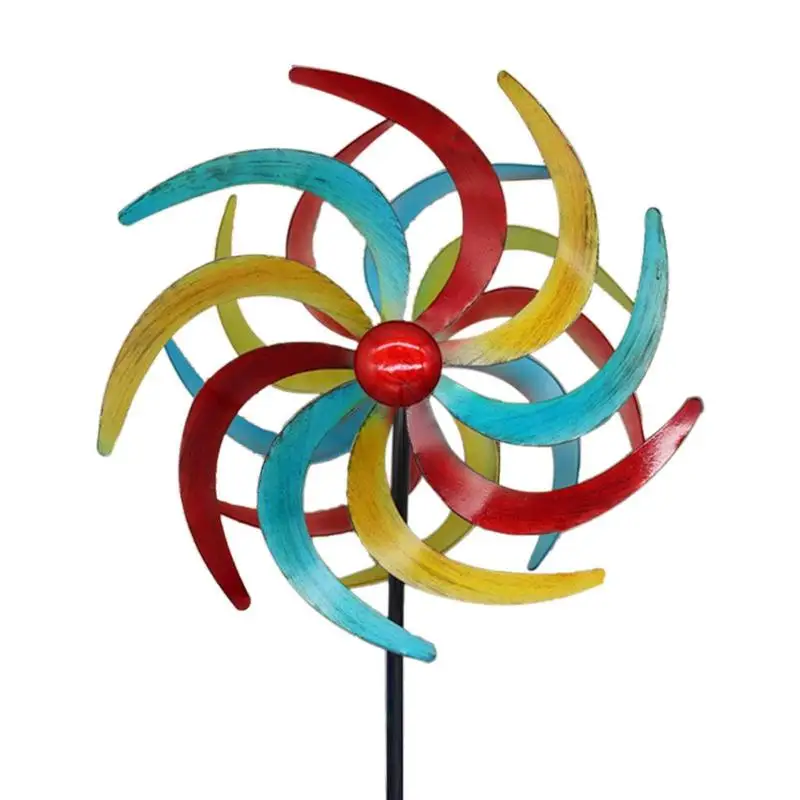 

Colorful Wind Spinner Metal Lawn Pinwheel Garden Wind Catcher 39.3 X 11.8inch Art Sculpture For Outdoor Balcony Patio Garden