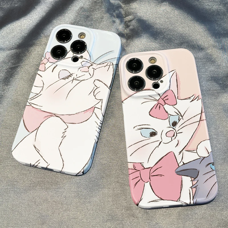 

Disney Pink Cat Marie Feilin Phone Case Hard Cover For iPhone 14 13 12 Mini 11 XS Pro Max X XR 8 7 6 Plus 5 SE 2020