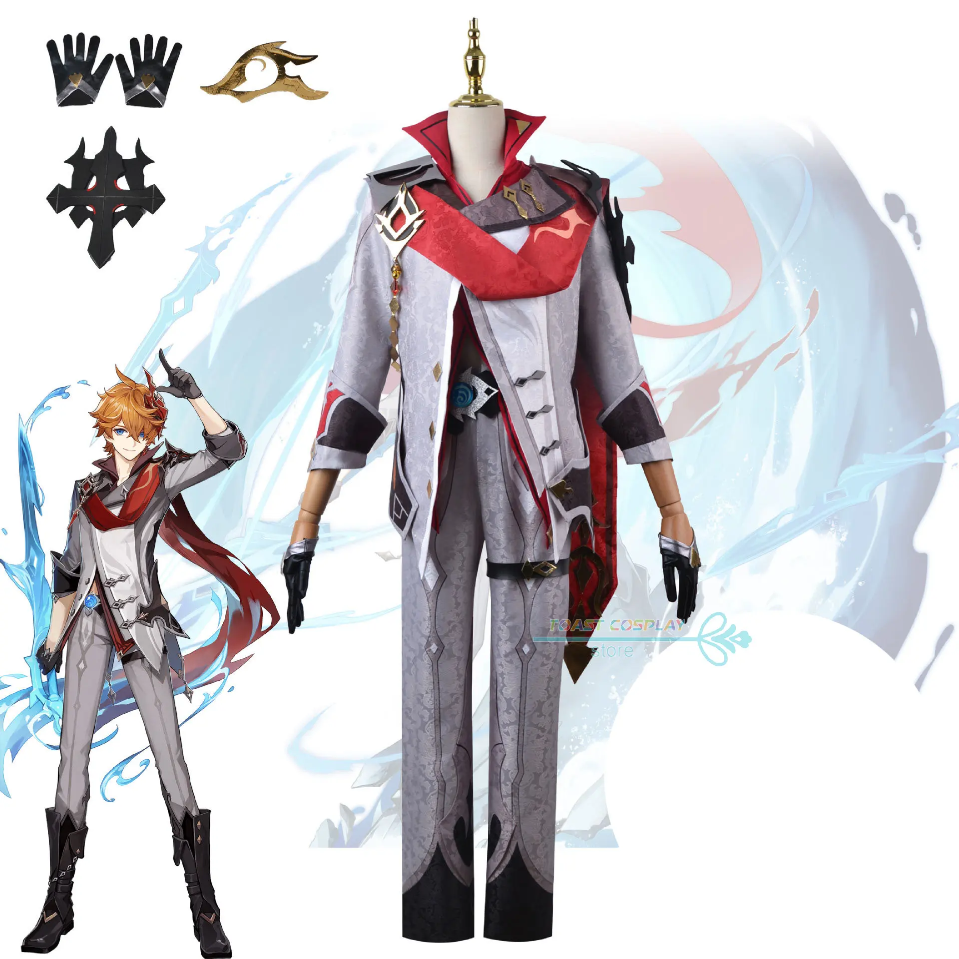 

Game Genshin Impact Ajax Cool Handsome Cosplay Costume Halloween Role Play Outfit Accessories Anime Clothes Gentle Uniform