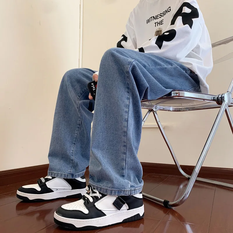 Autumn 4 Colors Baggy Jeans Men Fashion Harajuku Casual Straight Jeans Streetwear Hip Hop Loose Denim Pants Mens Trousers S-2XL