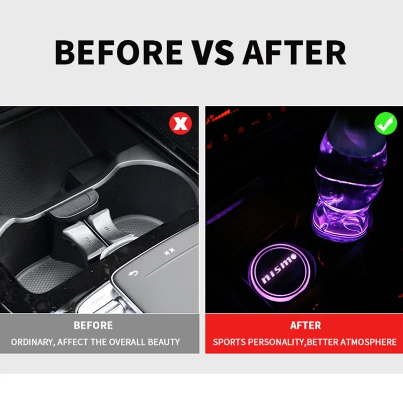 Автомобильная светодиодная подставка для чашки с водой зарядкой через USB