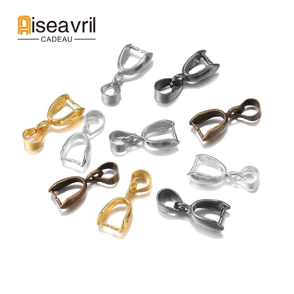 

100pcs/lot 5x14mm 6x17mm 8x20mm 6 Colors Plated Pendants Clasps Clips Bails Connectors Copper Charm Bail Beads Jewelry Findings
