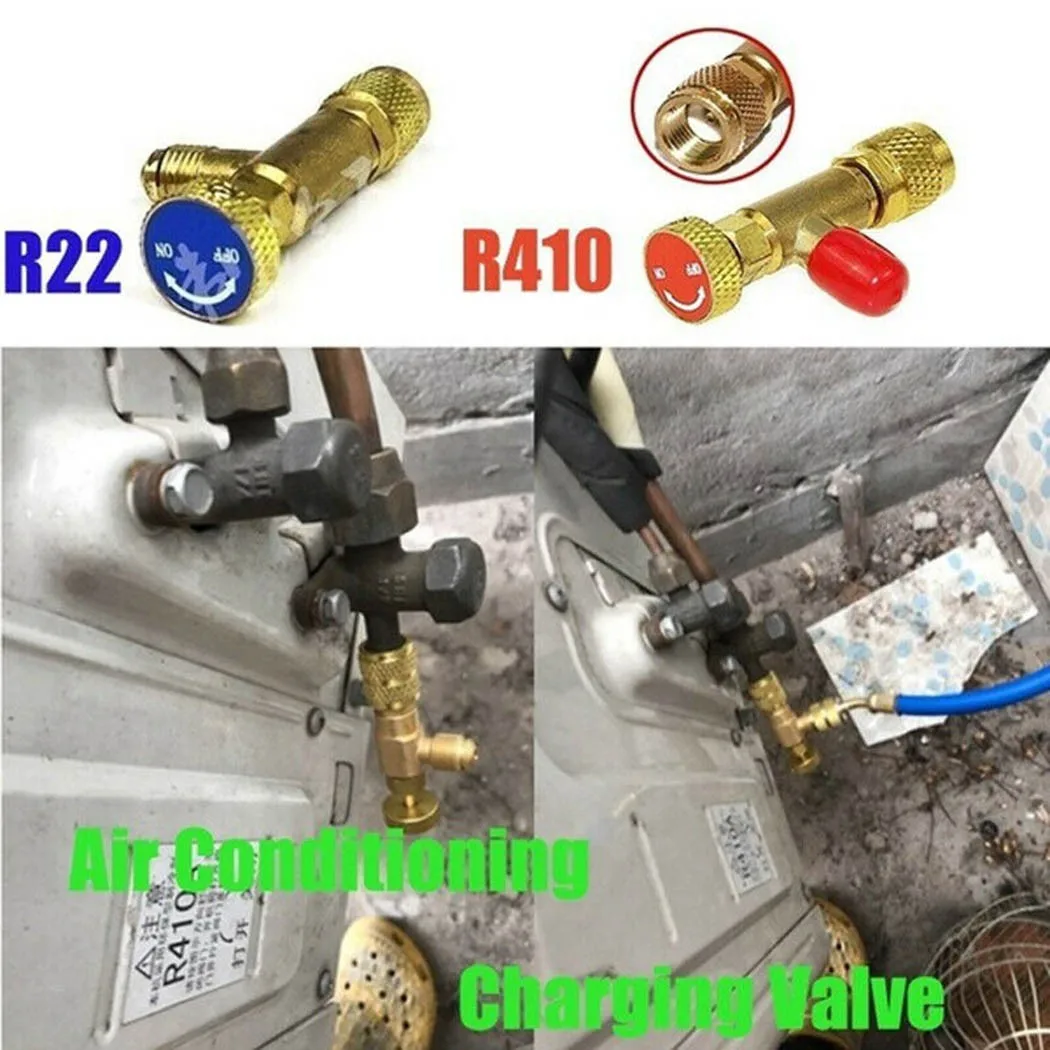 

Copper Air Conditioning Charging Adapter For R22/R410A 1/4\\\" Safety Valve SET Air Conditioner Parts Home Appliance Parts