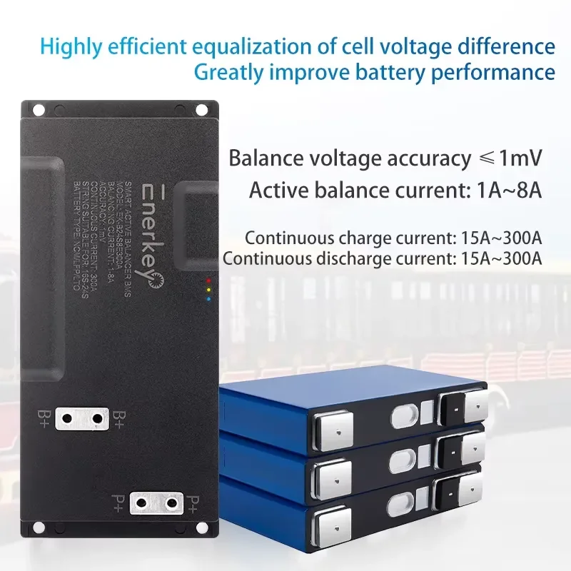 Фото Enerkey BMS 200A 250A 300A 16S-24S с активной балансировкой, ток балансировки 8А, постоянный ток 15А-300А для LiFePO4, Li-ion, LTO №2