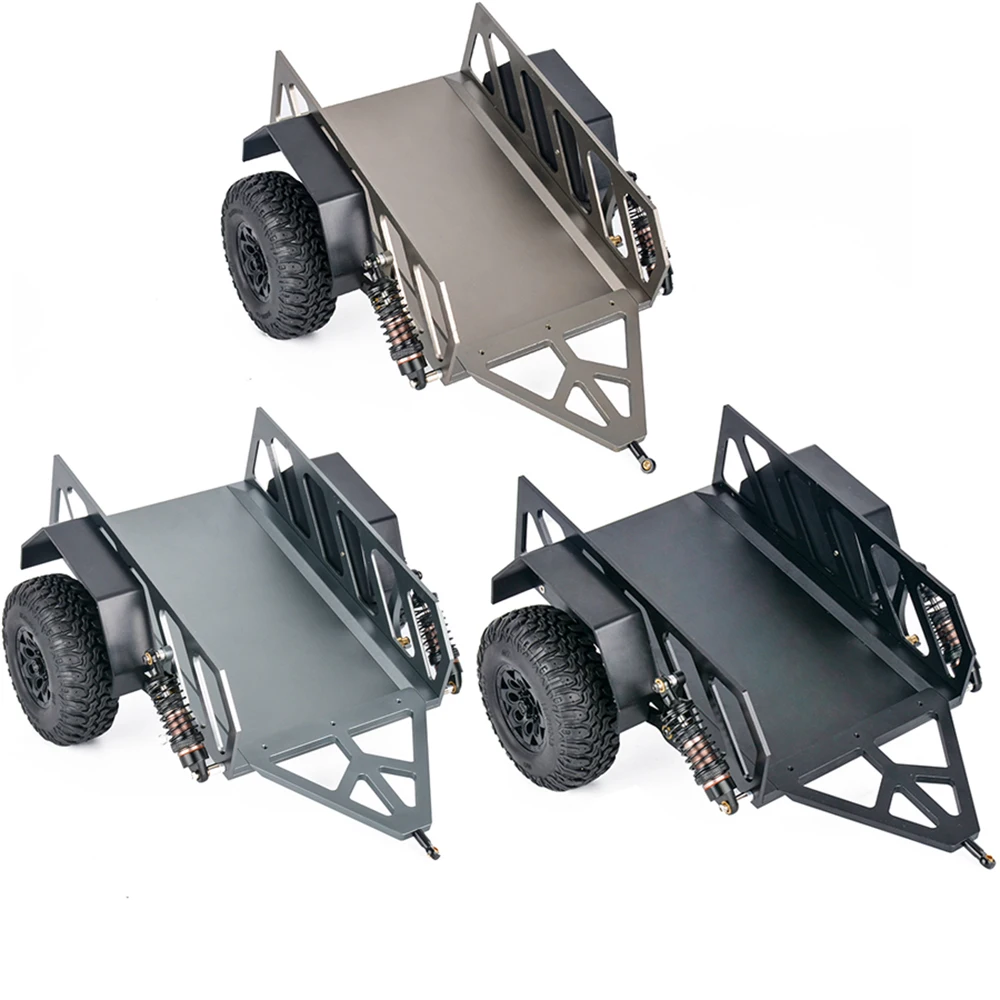 

1/8 1/10 Remote Control Climbing Car Luggage Trailer for T4 SCX10III Shock Proof Metal Luggage Trailer Trailer QT22074