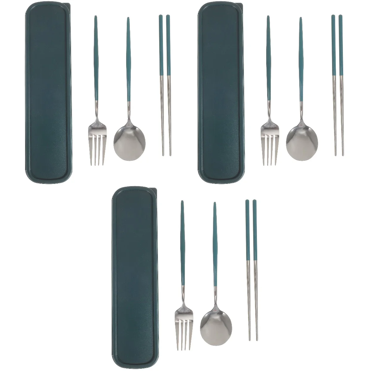 

3 Sets of Portable Cutlery Outdoor Tableware Fork Spoon Chopsticks
