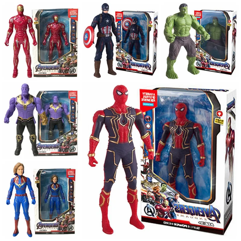 

Marvel Doll Luminous Anime Figure Spiderman Peripheral Toys Pvc Luminous Series Doll Model Ornaments Boys Kids Christmas Gifts