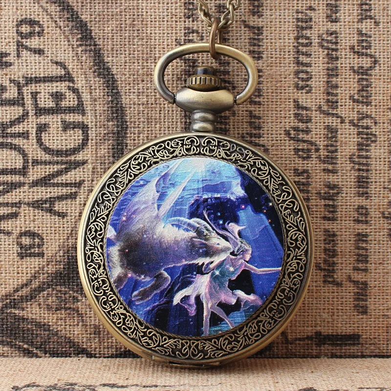 

Классические карманные кварцевые часы-раскладушки 12 созвездий Козерог Модные женские темпераментные аксессуары парные индивидуальные ка...