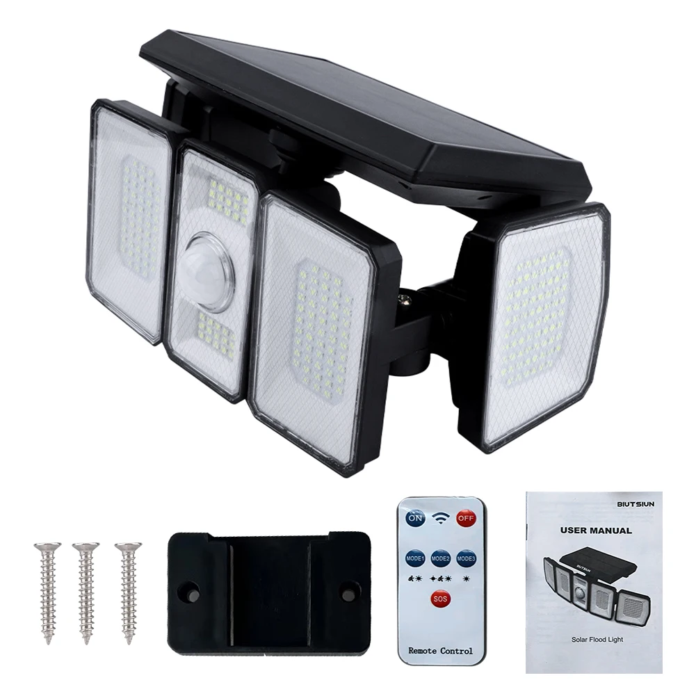 

Super Bright Garage Waterproof Outdoor Remote Control Yard 284 LEDs Front Door Solar Wall Light Durable Motion Sensor Wireless