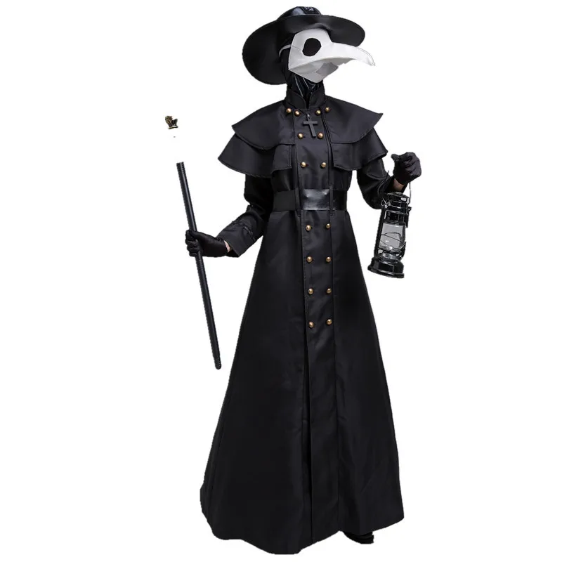 Halloween Adult Middle Ages Punk Style Plague Doctor Costume Crow Long-billed Bird Costume Party Long Sleeve Cosplay Robe