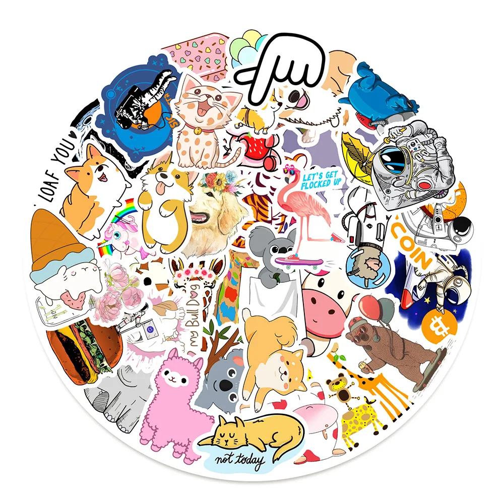

10/50Pcs Animal Series Stickers DIY Cartoon Cute Cat Dogs Decal Laptop Phone Suitcase Cup Car Waterproof Sticker Kids Toys Gifts