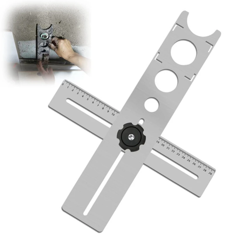 

Tile Positioning Hole Punch Tile Angle Measurement Ruler, Tile Angle Measurement Ruler, 25/40/45 Mm, For Square Carpenter