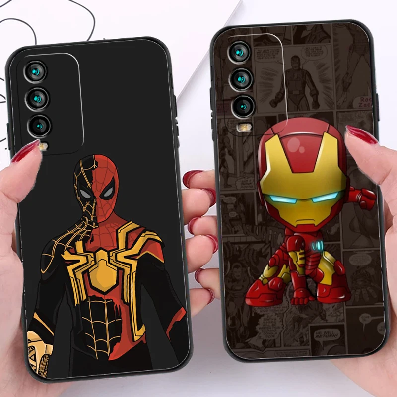 

Marvel Spiderman Iron Man Phone Cases For Xiaomi Redmi 10 Note 10 10 Pro 10S Redmi Note 10 5G Funda Back Cover Soft TPU