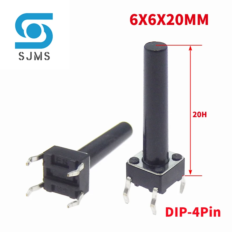 

20/50 шт. DIP 6x6x20 мм 6*6*20 мм DIP 4-контактный тактовый кнопочный выключатель микро сенсорная кнопка Сброс переключатель Стандартный сенсорный выключатель питания