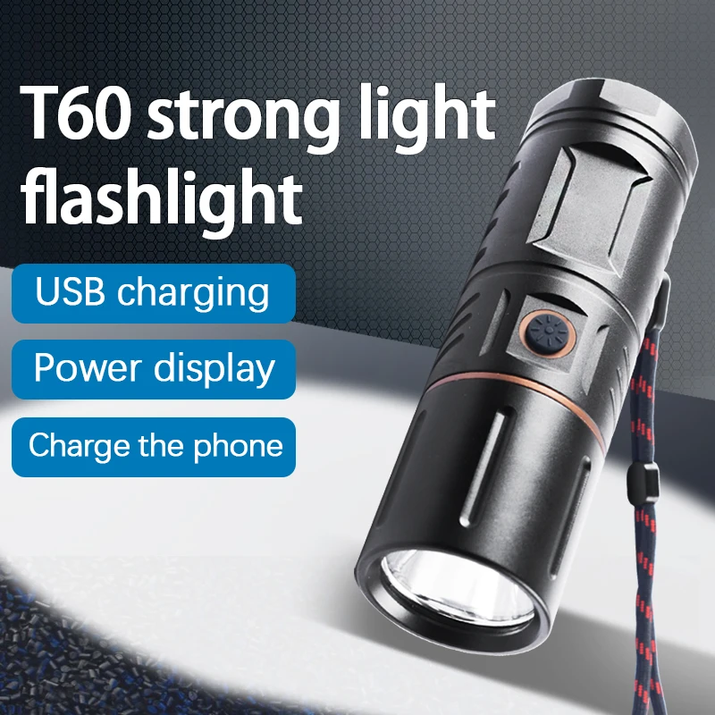 USB rechargeable flashlight strong light compact portable rechargeable waterproof four mode dimming