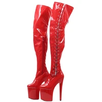over the knee boots 20cm high heel platform spike heels cross tied zip women dancing boots