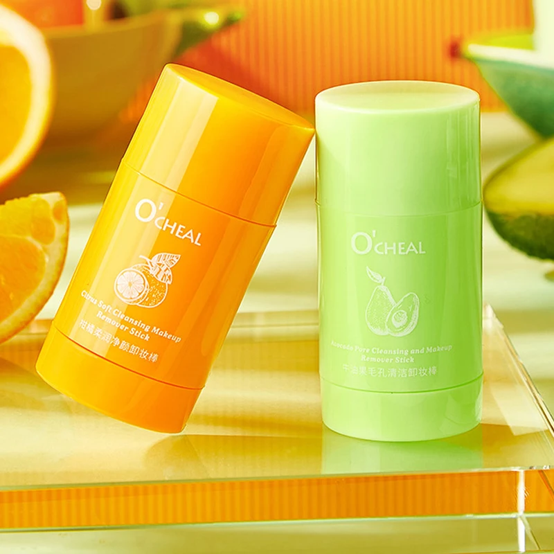 

Avocado Orange Makeup Remover Portable Deep Cleaning Balm Gel Cream Stick Moisturizing Skin Care Cleansing Remover Stick 40g