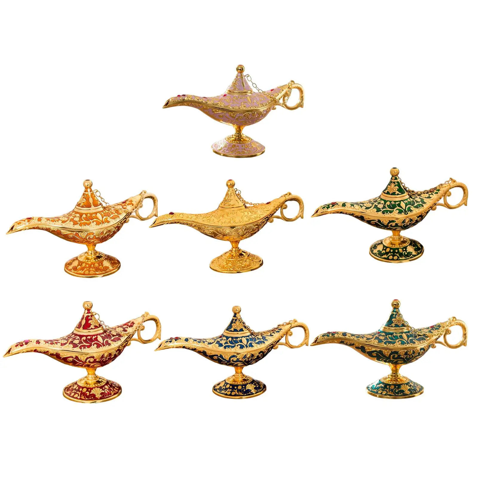 

Genie Oil Lamp Wishing Light Pot Decor Luxury Lamp Pot Decorative Table Retro Fairy Tale Home Teapot for Halloween