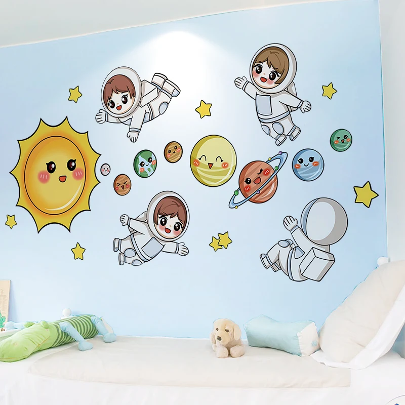 

Astronauts Wall Stickers Vinyl DIY Stars Planets Wall Decals for Kids Rooms Baby Bedroom Children Nursery Home Decoration