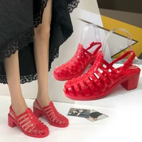 summer new jelly shoes fashion pvc sandals for women buckle strap med 3cm 5cm casual sandal platform sandals women 2022