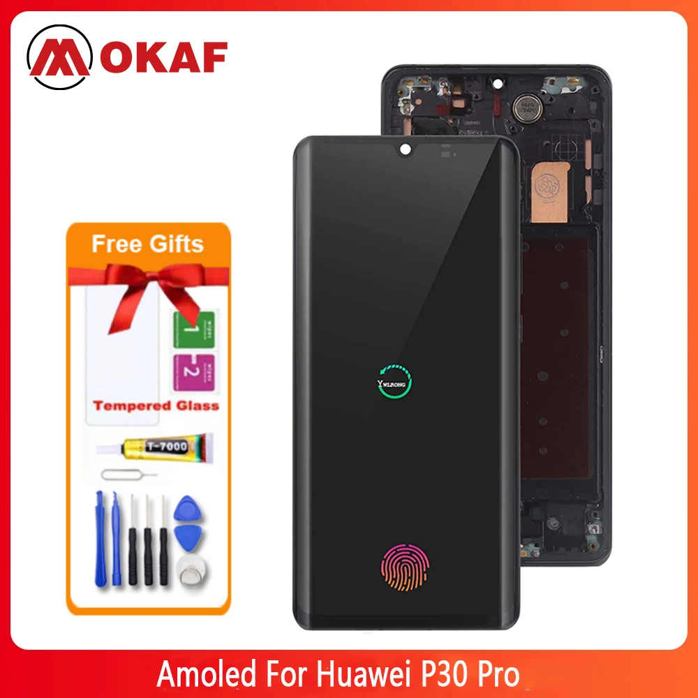 OKANFU New Original Amoled For Huawei P30 Pro LCD Display Touch Screen Digitizer For Huawei P30 Pro LCD Screen Replacement Part