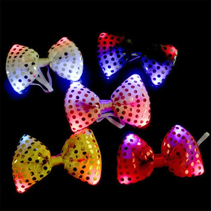 

Light Up Tie Bow Bowtie Wedding Party Flashing Necktie LED Lights Sequins