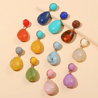 u sun colorful marble classic drop earrings for women trands girls teens jewelry vintage 2022 new fashion show earrings fit gift