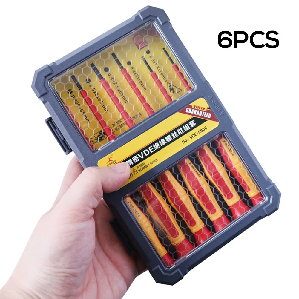 

6pcs Insulated Screwdriver Set Screw Driver Bit Magnetic Phillipsss Slotted Screwdrivers Screw Holder For Electrician Hand Tools