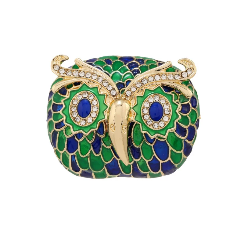 

New Vintage Owl Brooch Pin Enamel Crystal Rhinestone Animal Brid Lapel Pins Badge Jewelry Party Casual Suit Accessories