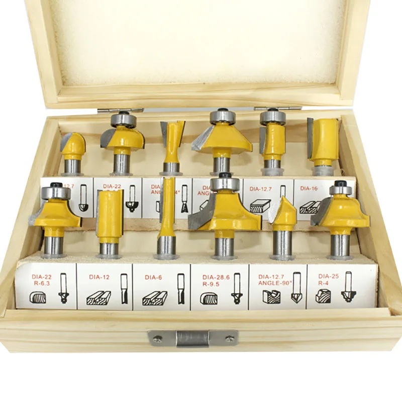 

12 pcs Router Bit Set 8mm Trimming Straight Milling Cutter Wood Bits Tungsten Carbide Cutting Woodworking Trimming tool kit