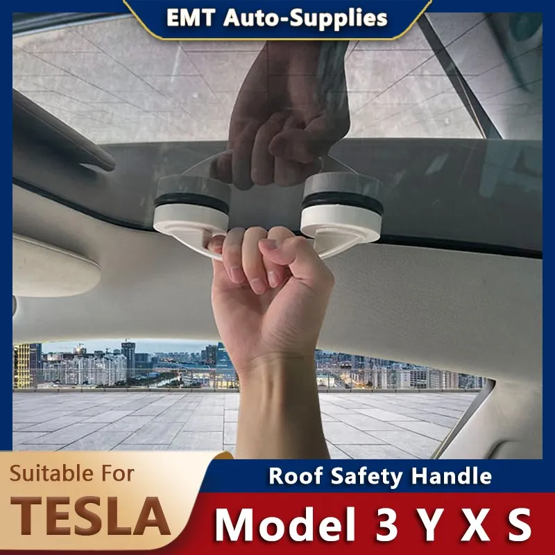 

Ручка безопасности на крыше для Tesla Model 3 Model Y X S универсальные автомобильные аксессуары прочная присоска ABS автомобильный гаджет вытяжное ко...