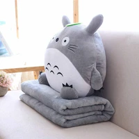 3 in 1 multifunction totoro plush toy soft pillow with blanket totoro hand warm cushion baby kids nap blanket anime figure toy