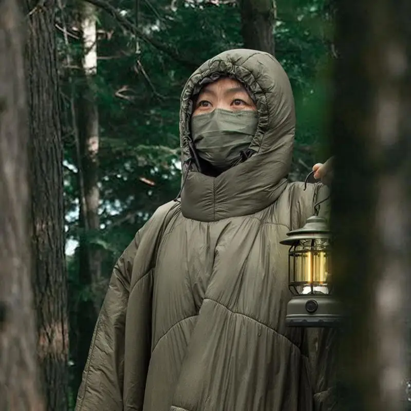 Портативный спальный мешок плащ одеяло с капюшоном гамак многофункциональный