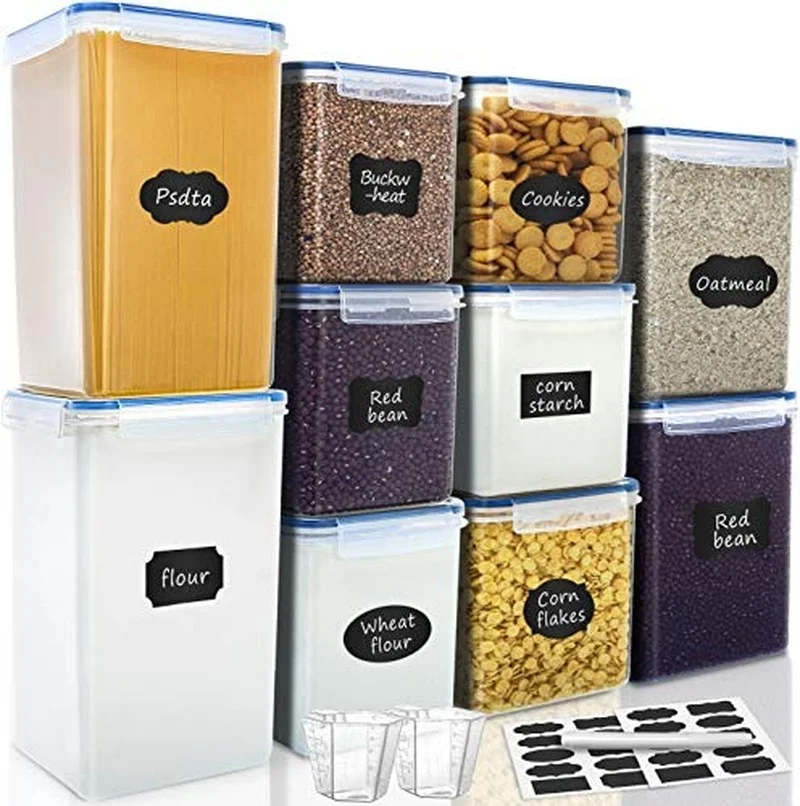

Large Tall Airtight Food Storage Containers, 10 PACK Plastic Airtight Kitchen & Pantry Organization, Ideal for Flour & Sugar