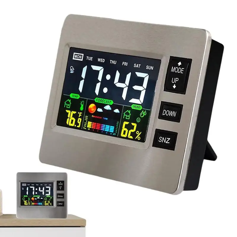 S Wireless Indoor Outdoor Thermometer Table Clock With Temperature And Humidity Snooze Alarm Clock