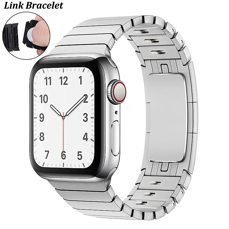 

Luxury Stainless Steel Band For Apple Watch 7 45mm 41mm 44mm 40mm Strap Link Bracelet for iwatch Series 7 6 5 4 3 44mm 42mm 38mm