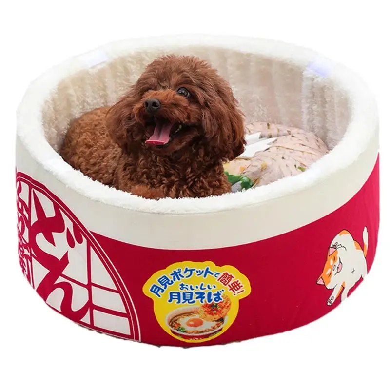 

Cute Cat Sofa Bed Instant Noodle Shape Anti-Skid Pet Sofa Multifunctional Soft Warm Comfortable Round Pet Bed Washable House For