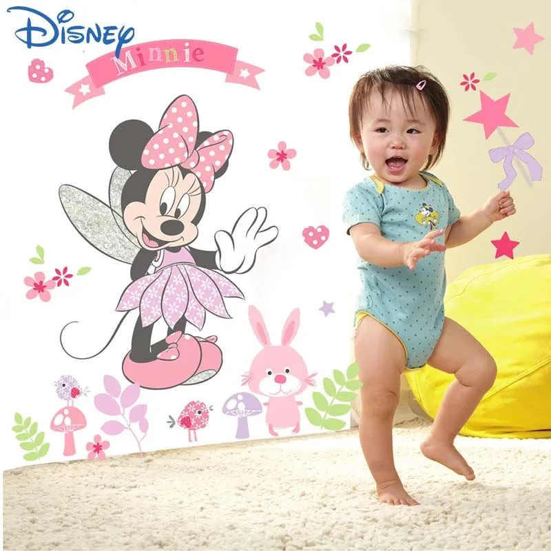 

Стикер «Минни Маус» Disney, мультяшная девушка, принцесса, комната, большое украшение, милая, «сделай сам», Детская Съемная стена