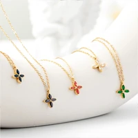 gold plated stainless steel necklace for women four pointed star pendant choker chain necklaces engagement party fashion jewelry