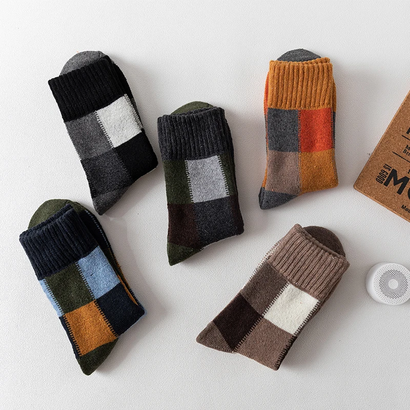 5Pairs/Lot Winter Thicken Wool Socks Men's High Quality Towel Keep Warm Sock Cotton Christmas Gift Socks For Male Thermal 38-45