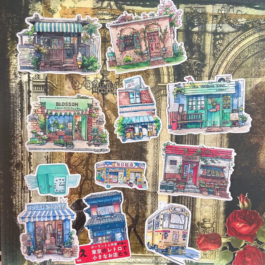 

21Pcs/Pack Japanese Street Conner Store Sticker DIY Craft Scrapbooking Album Journal Happy Planner Decorative Stickers