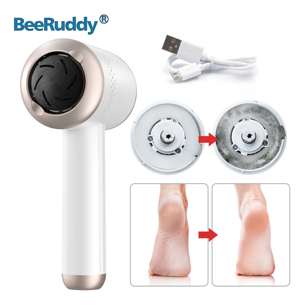 

BeeRuddy Foot Grinder Dead Skin Foot Callus Remove With 3 Rollers Remover Pedicure Machine Rechargeable Foot Care Grinder Tools
