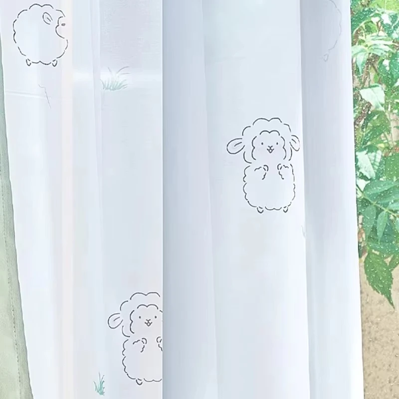 

Шторы AiFish зеленые с вышивкой для детской комнаты