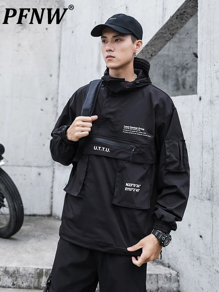 

PFNW Autumn New Men's Fashionable Versatile Workwear Clothes Functional Wind Multi Pocket Darkwear Jackets Tide Coats 12A5589