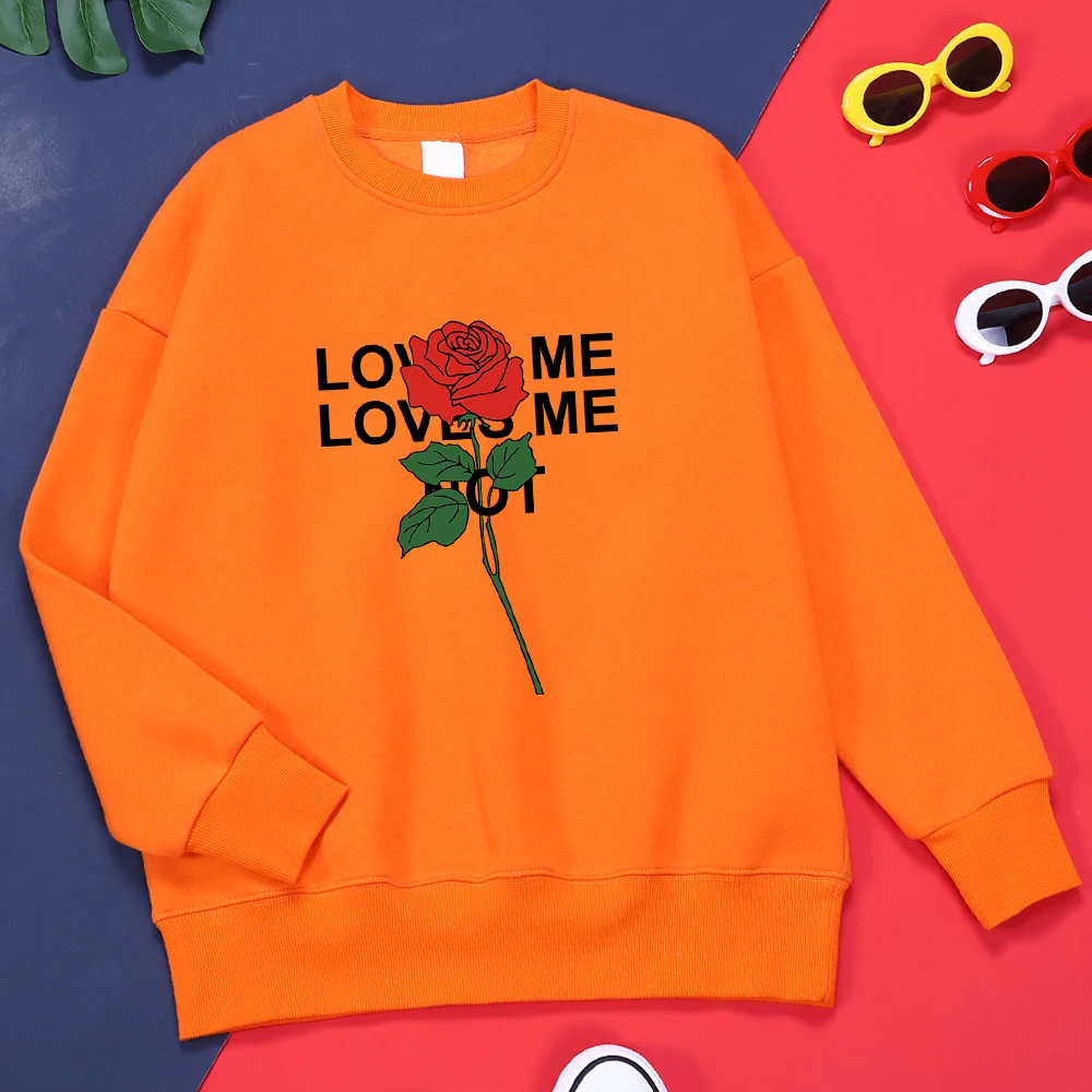 

Rose And Love Me Printing Men Clothes Fleece Large Size Tracksuit Simplicity Fashion Hoodie Comfortable Round Neck Hoodies Man