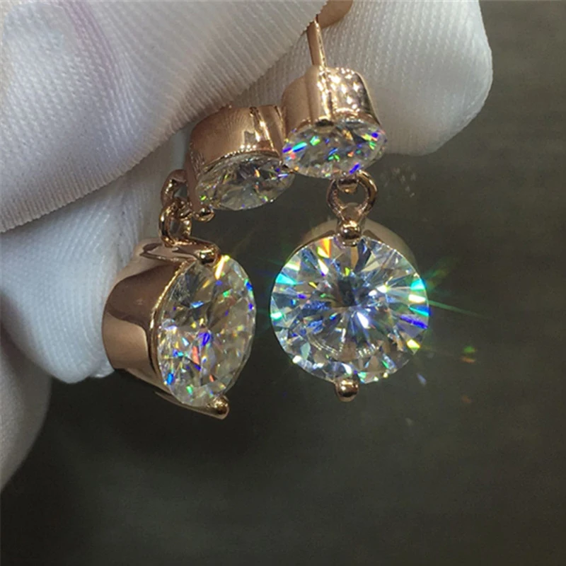 

Huitan Dainty Drop Earrings for Women Gold Color Round Cubic Zirconia Simple Stylish Girls Daily Wear Accessories Trendy Jewelry
