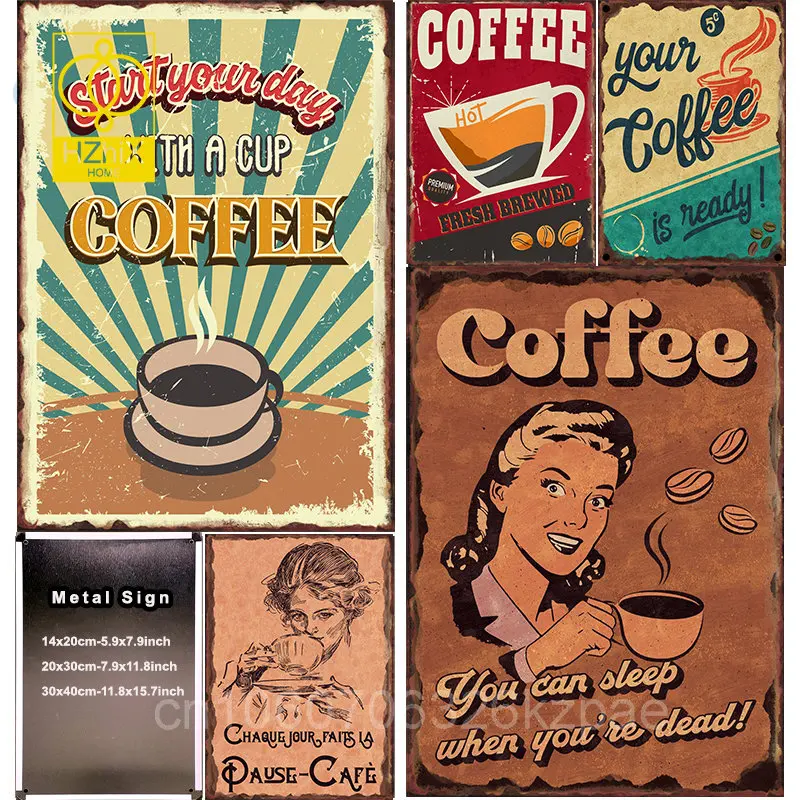 

Coffee Licenses Plate Metal Tin Sign Retro Afternoon Tea Time Wall Decor Plaque Cafe Living Room Kitchen Home Office Bar Poster