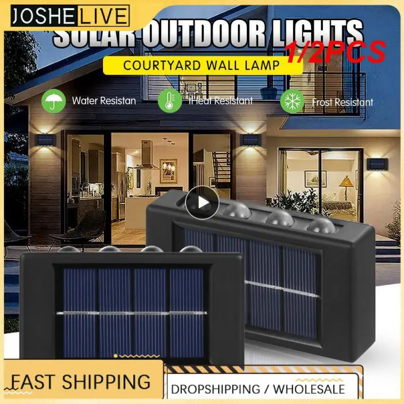 

1/2PCS Solar Wall Lamp Outdoor Waterproof Up And Down Luminous Lighting